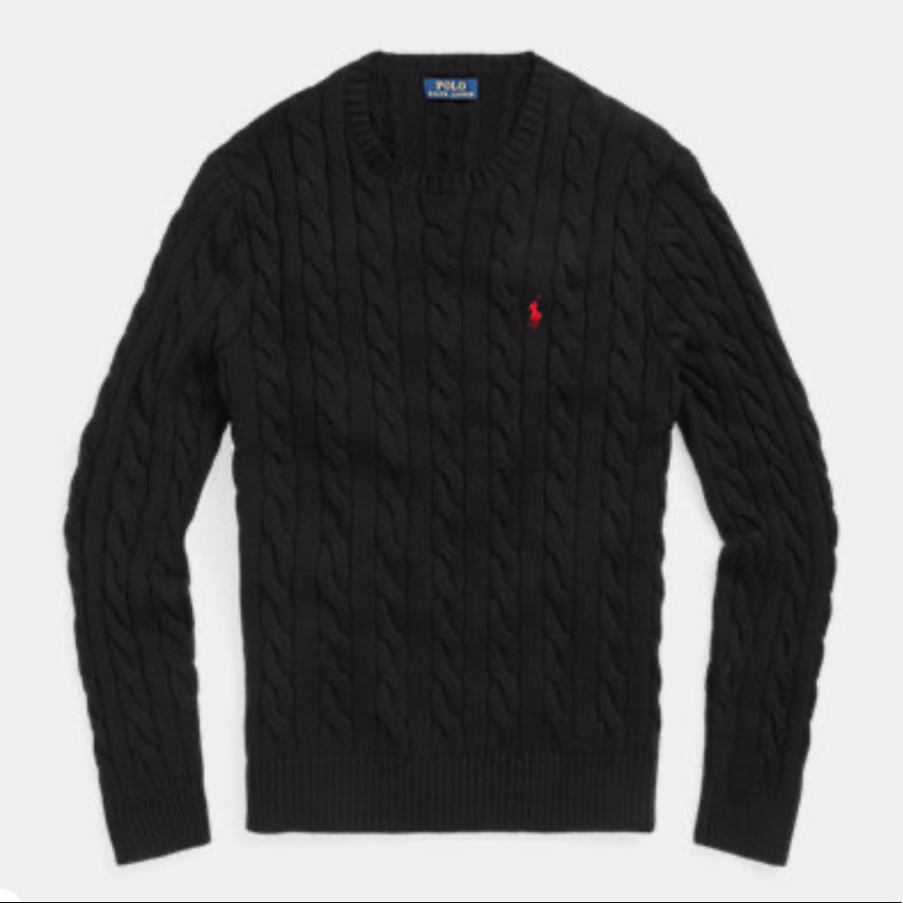 POLO Ralph Lauren, Cable-Knit Sweater, Black, Medium